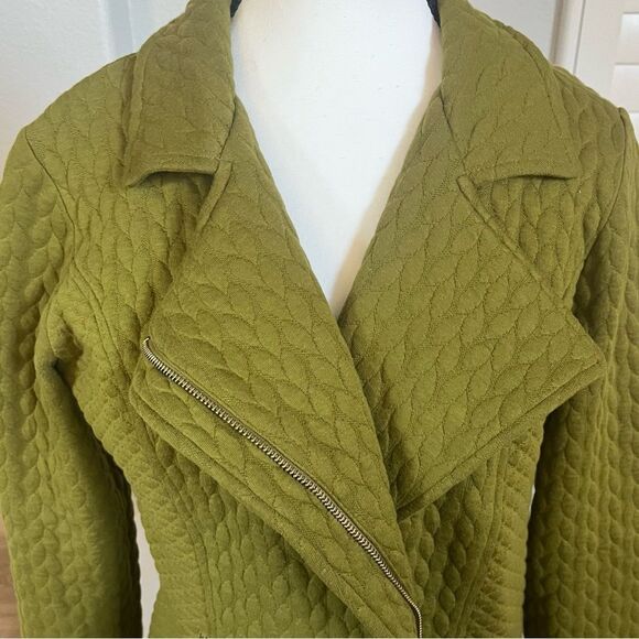 Isaac Mizrahi Mixed Quilted Knit Motorcycle Jacket Size Small - Picture 3 of 8